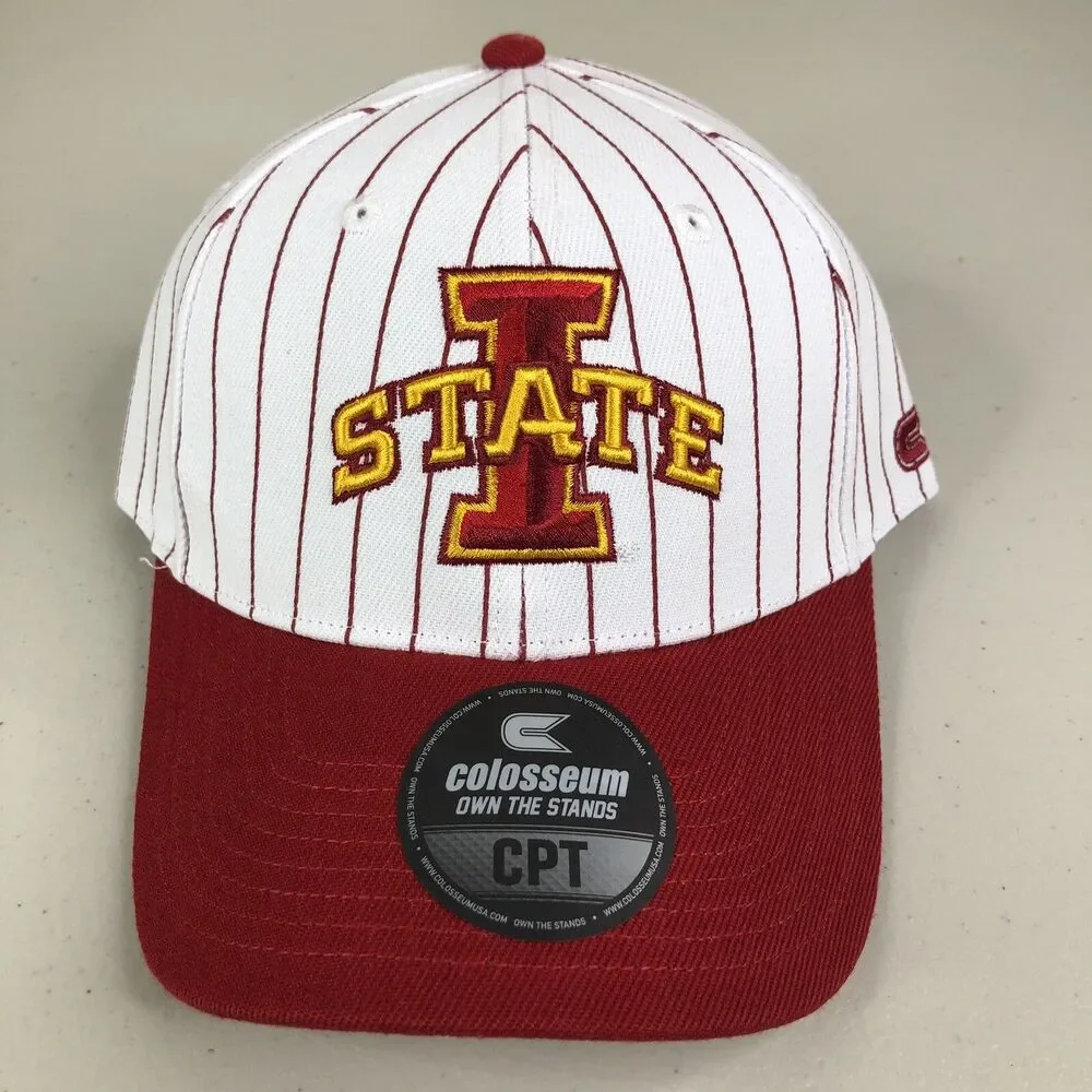 Iowa State Cyclones Hat Cap Snap Back White Red‎ Pinstripe NCAA Adjustable NWT